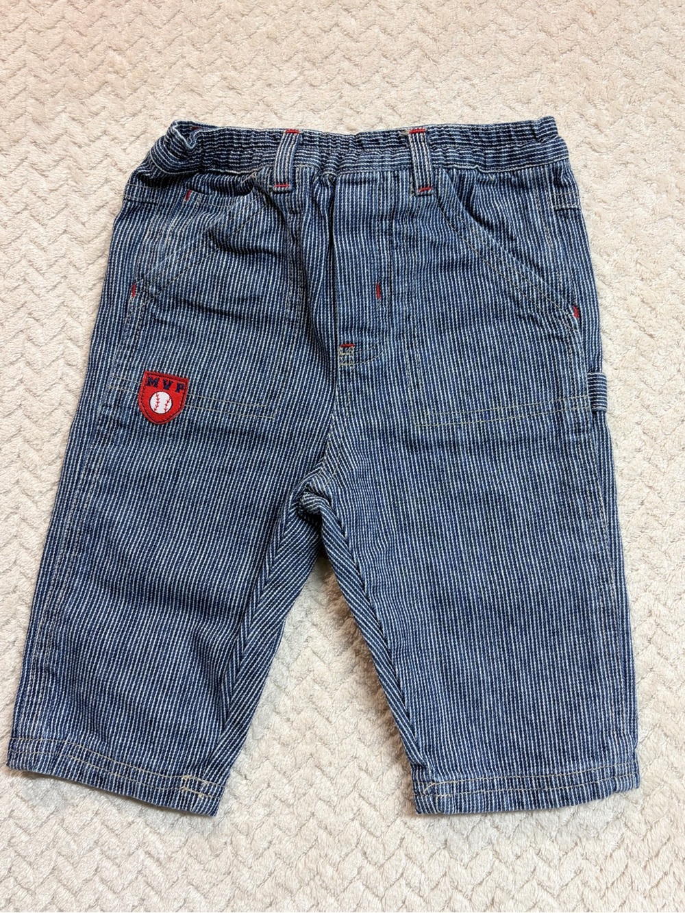 Vtg Cradle Togs Baseball Pants Shirt Set 3-6M Hickory Stripe Kidcore - Picture 4 of 9